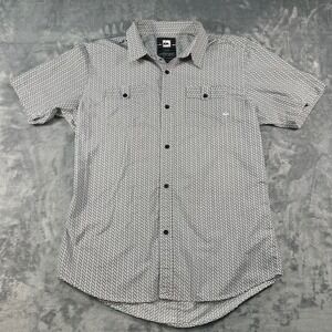 Quiksilver Mens Short Sleeve Button Up Shirt Geometric Pattern Size L